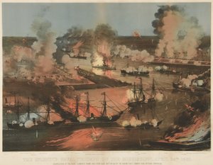 Splendid Naval Triumph of the Mississippi, pub. 1862 (lito i färg) av American School