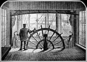 Ångbåtlots i styrhytten, ca 1870 (gravyr) av American School