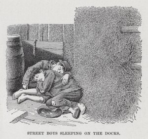 Street Boys sover på hamnen (litho) av American School