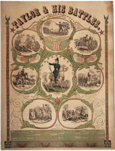 Taylor och hans strider, tryckt av Rufus Blanchard från Cincinnati och publicerat av Ensign & Thayer, New York, 1847