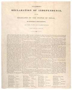 Texas Declaration of Independence: Enhällig självständighetsförklaring, tryckt av Baker och Bordens, 2 mars 1836 av American School