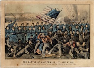Slaget vid Malvern Hill, Va., 1 juli 1862, pub. av Currier & Ives, ca 1862