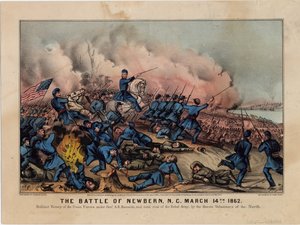 Slaget vid Newbern, N.C., 14 mars 1862, pub. av Currier & Ives, ca 1862