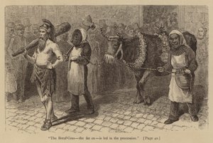 "Boeuf-Gras, den feta oxen, leds i processionen" (gravyr) av American School