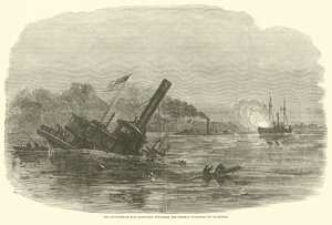 Konfederationen Ram Albemarle attackerade de federala kanonbåtarna utanför Plymouth, oktober 1864 av American School