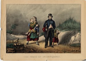 Ohållsamhetens frukter, pub. av Currier & Ives, 1870 av American School