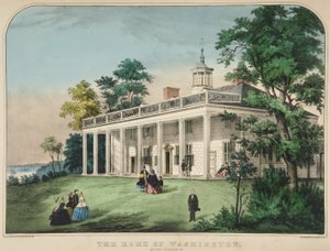 The Home of Washington, Mount Vernon, Va., pub. c1857 färglitografi. av American School