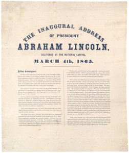 President Abraham Lincolns invigningstal hölls på National Capitol, 4 mars 1865 av American School