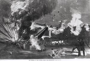 Det inre av Fort Sumter under bombardementet, 12 april 1861, från 