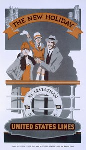 The New Holiday, annons för United States Lines, SS Leviathan, 1920-talet av American School