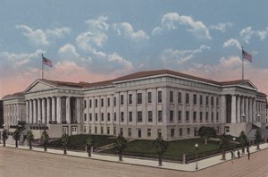 Patentverket, Washington DC (färglitografi) av American School