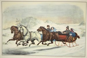 The Sleigh Race, pub. 1859, Currier & Ives av American School