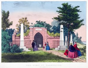 The Tomb of Washington, Mount Vernon, Virginia, pub. c.1857 (lito i färg) av American School