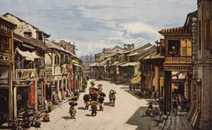 Hong Kongs inhemska kvarter (färg litho) av American School