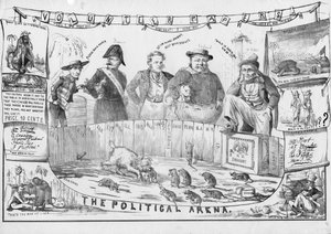 Den politiska arenan, möjligen publicerad i Cincinnati, c.1861 av American School