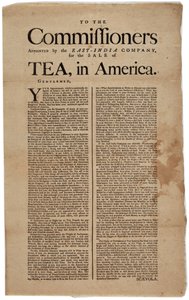 Till kommissionärerna utsedda av East-India Company, för försäljning av te, i Amerika, undertecknad Scaevola, 1773 av American School