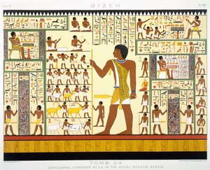 Tomb 24, Sepulchral Chamber No. 2a, from Gizeh, Volume II, plate XIV from, Vol 2 Ancient Egypt av Samuel Augustus Binion, publicerad 1887 (toned chromolitho)