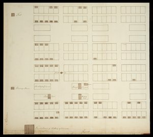 Town Plan of Savannah, c.1733 (penna och bläck på papper) av American School
