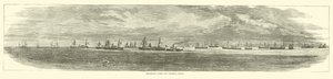 Transportflotta utanför Federal Point, december 1864 av American School