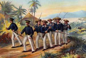US Navy, löjtnant, kadett och beväpnade sjömän av American School