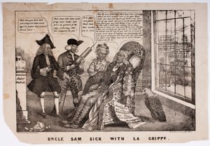 Uncle Sam Sick med La Grippe, 1837 av American School