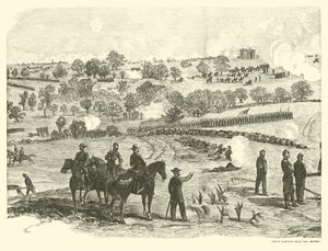 Facklig position nära centrum, slaget vid Gettysburg, 2 juli, juli 1863 av American School
