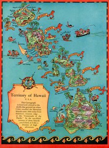 Vintage turistkarta över Hawaii av American School