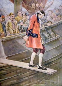Walking the plank (färg litho) av American School