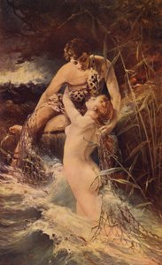 Vattennymf (färg litho) av American School