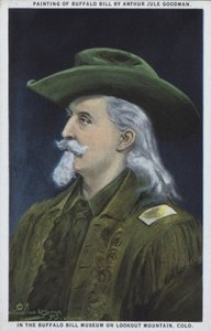 William "Buffalo Bill" Cody, amerikansk scout, buffeljägare och showman (färglitografi) av American School