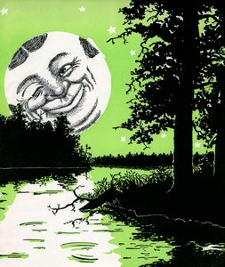 Blinkande "Man in the Moon" reser sig över ett flodlandskap av American School