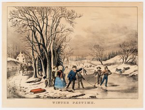 Vintertid, ca 1800-10 (färglitografi) av American School