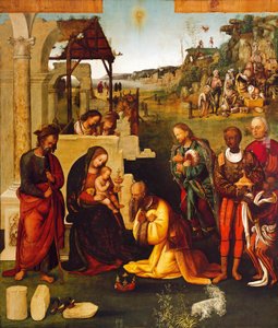 Tillbedjan av magi, av Amico Aspertini (1475-1552)