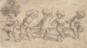 Fem dansande Putti,.n.d. av Amico Aspertini