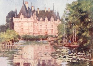 Azay-le-Rideau (färglitografi)