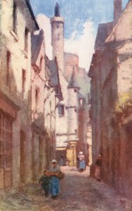 Rue du Grand Carroi, Chinon (färglitografi)