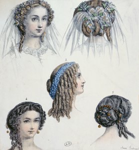Frisyr av en brud och andra, ca 1853