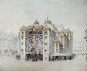 Design för en idealisk teater (akvarell på papper) av Anatole de Baudot