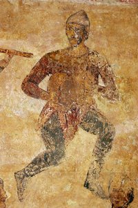 Musiker och akrobater detalj av Ancient Russian frescos
