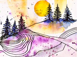 Solnedgång över Purple Mountain av Anda Bieza