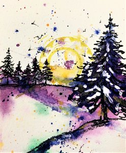 Skensken i den snötäckta skogen av Anda Bieza