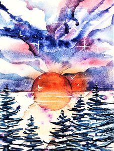En livfull vinter solnedgång av Anda Bieza