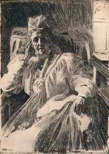 En etsning av änkedrottningen av Sverige, c1909 av Anders Leonard Zorn
