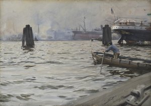Hamborg Havn, 1891 (wc på papir) sverige av Anders Leonard Zorn