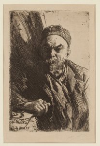 Porträtt av poeten Paul Verlaine (1844-1896) - Zorn, Anders Leonard (1860-1920) - 1895 - Etsning - 23,7x16 - Privat samling av Anders Leonard Zorn