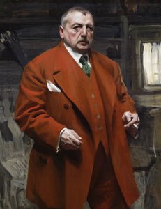 Självporträtt i rött (1915, olja på duk). av Anders Leonard Zorn