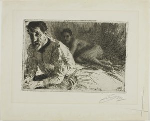 Augustus Saint-Gaudens II (Saint-Gaudens och hans modell) av Anders Leonard Zorn