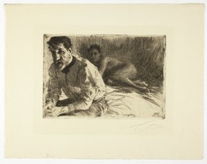 Augustus Saint Gaudens II (Saint Gaudens och hans modell) av Anders Leonard Zorn