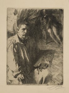 Självporträtt med modell II av Anders Zorn