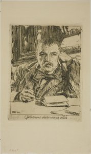 Självporträtt med inskription av Anders Leonard Zorn